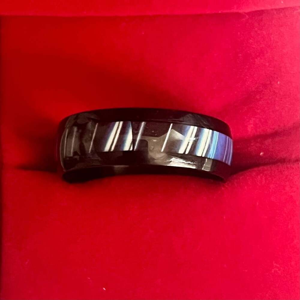 Crucible Black Plated Titanium Steel 8mm Band Size 13